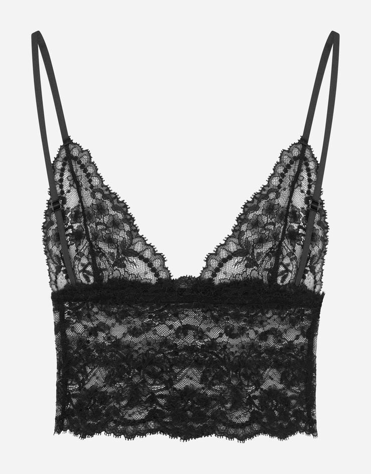 Dolce & Gabbana Lace top with spaghetti straps Black O7C04TONI52