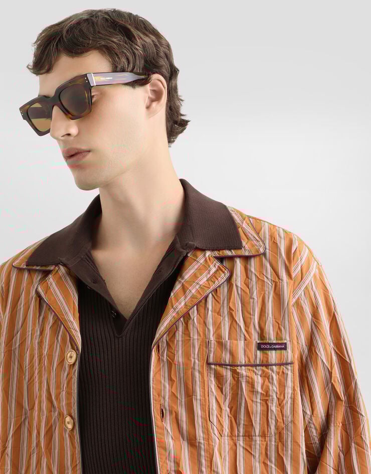 Dolce & Gabbana Crinkled striped vanity shirt Multicolor G5OL9TFBMFS