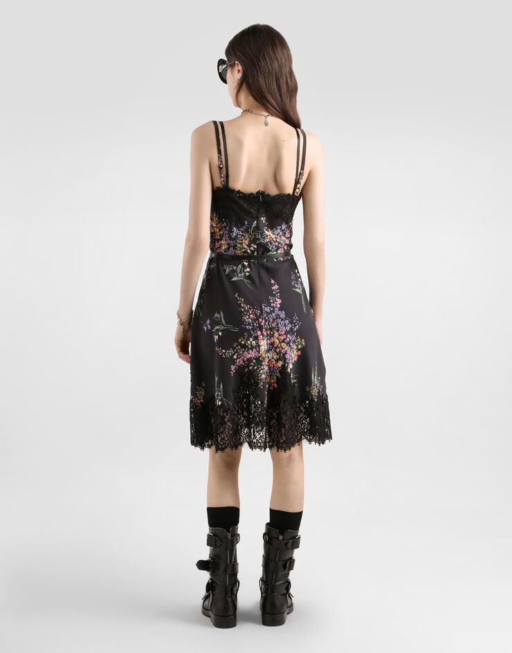 Dolce & Gabbana Vestido lencero de habotai con estampado de ramos de flores Dolce & Gabbana Vestido lencero de habotai con estampado de ramos de flores Multicolor F60F7TIS101
