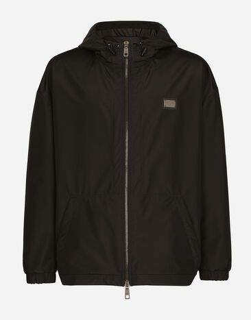 Dolce & Gabbana Nylon jacket with hood and branded tag Black G8PN9TG7M1C