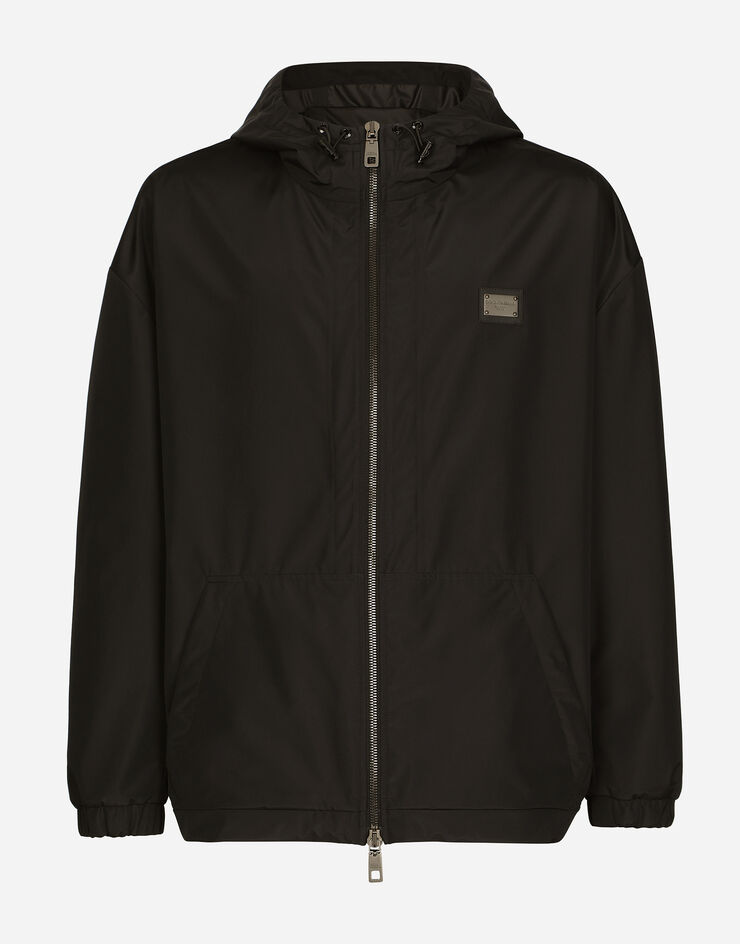 Dolce & Gabbana Nylon jacket with hood and branded tag Black G9ABQTHUMEX