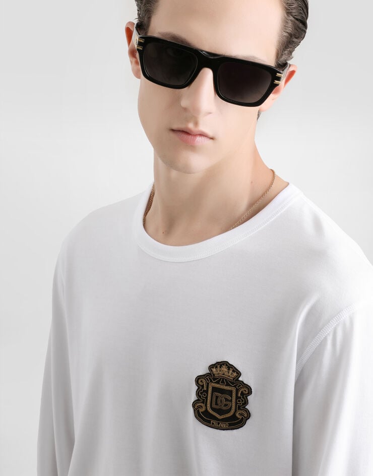 Dolce & Gabbana Cotton t-shirt with heraldic patch White G8PV0ZG7PZU