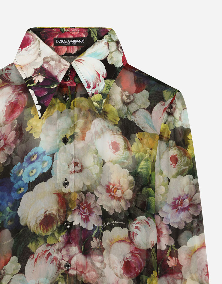 Dolce & Gabbana Bluse aus Chiffon Nachtblumen-Print Print F5R08TIS1SR