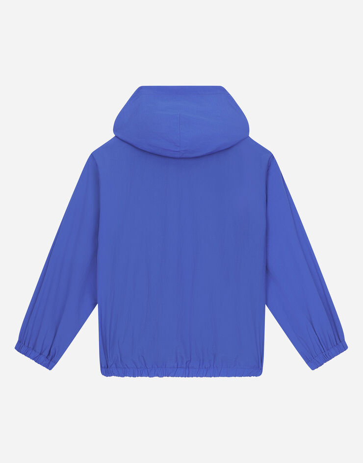 Dolce & Gabbana Sweat-shirt zippé avec capuche et plaquette à logo Bleu L4JC30G7M4P