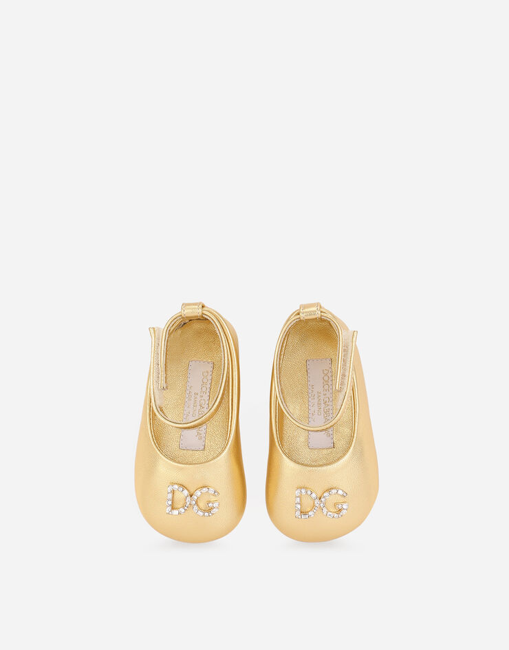 Dolce & Gabbana Балетки newborn из ламинированной наппы ЗОЛОТОЙ DK0065A6C66