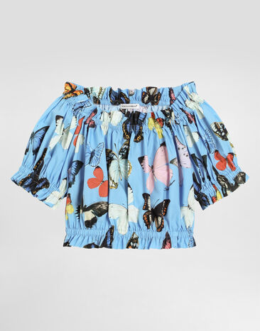 Dolce & Gabbana Cotton poplin top with butterfly print Print L56S24HS5SU