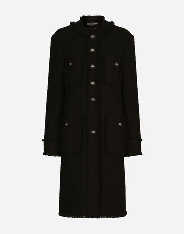 Dolce & Gabbana Einreihiger Mantel aus Tweed Drucken F0E1YTIS1VH
