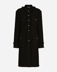 Dolce & Gabbana Single-breasted tweed coat Black F0D1OTFUMG9