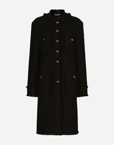 Dolce & Gabbana Abrigo de tweed con botonadura sencilla Negro F0D1OTFUMG9