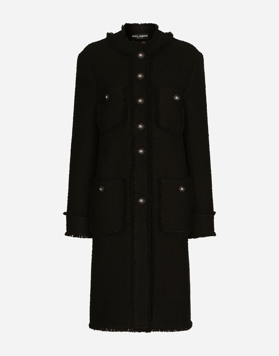 Single-breasted tweed coat