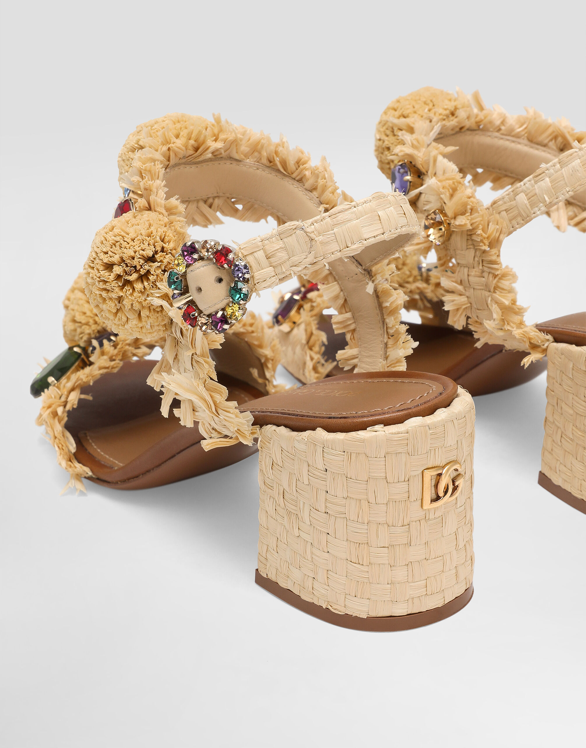 Dolce Gabbana♪SALE♪サンダル Patent leather sandal with jewel embroidery in Multicolor