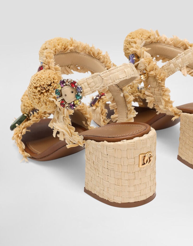Dolce & Gabbana Sandalia con diseño trenzado desflecado y piedras Multicolor CR1889AM447