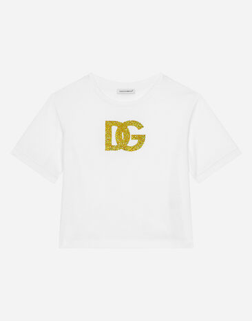 Dolce & Gabbana T-Shirt aus Jersey mit DG-Logo Weiss L5JTOBG7NZL