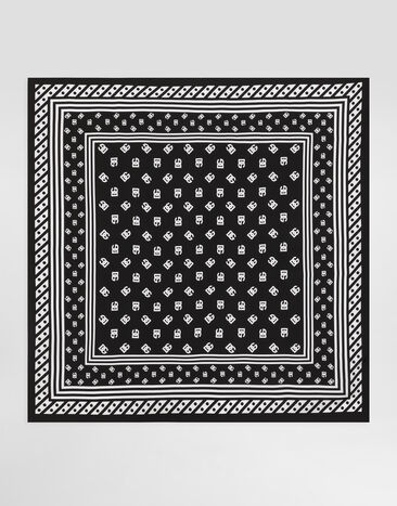 Dolce & Gabbana Twill scarf with all-over DG logo print (90 x 90) Gold BB7287AY828