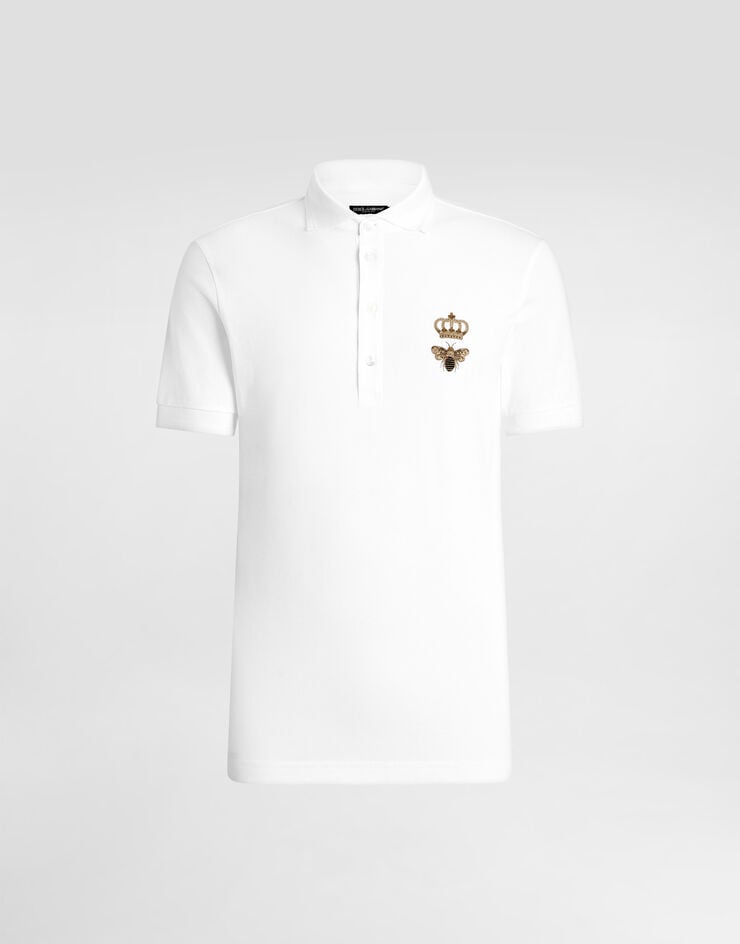 Dolce & Gabbana Cotton piqué polo-shirt with embroidery White G8LZ1ZG7WUR