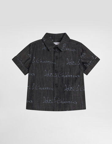 Dolce & Gabbana Denim shirt with Dolce&Gabbana logo White L1JTIEG7N8T