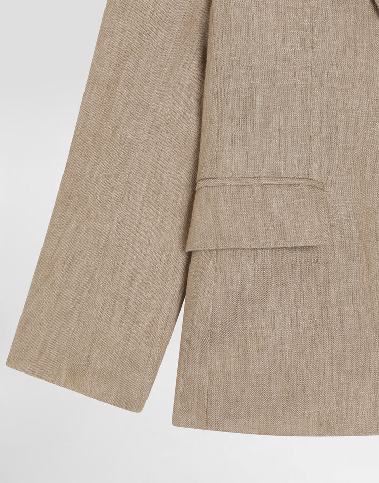 Dolce & Gabbana Single-breasted twill jacket with patch Beige L41E97FU4L0