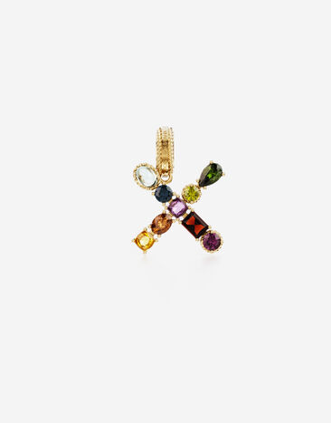 Dolce & Gabbana Rainbow alphabet X 18 kt yellow gold charm with multicolor fine gems Gold WAQA4GWPE01