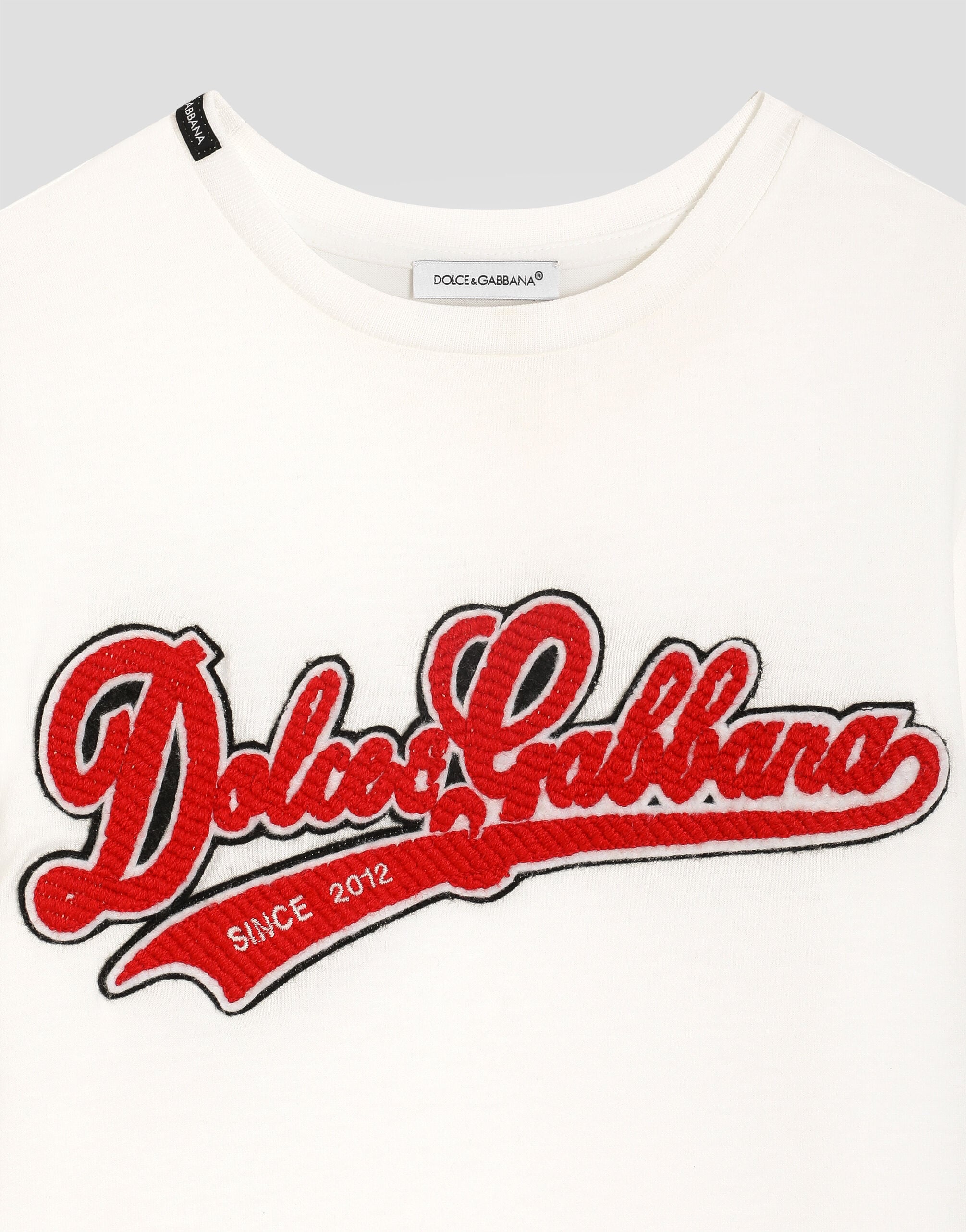 Jersey t-shirt with dolce&gabbana patch in White for Boys