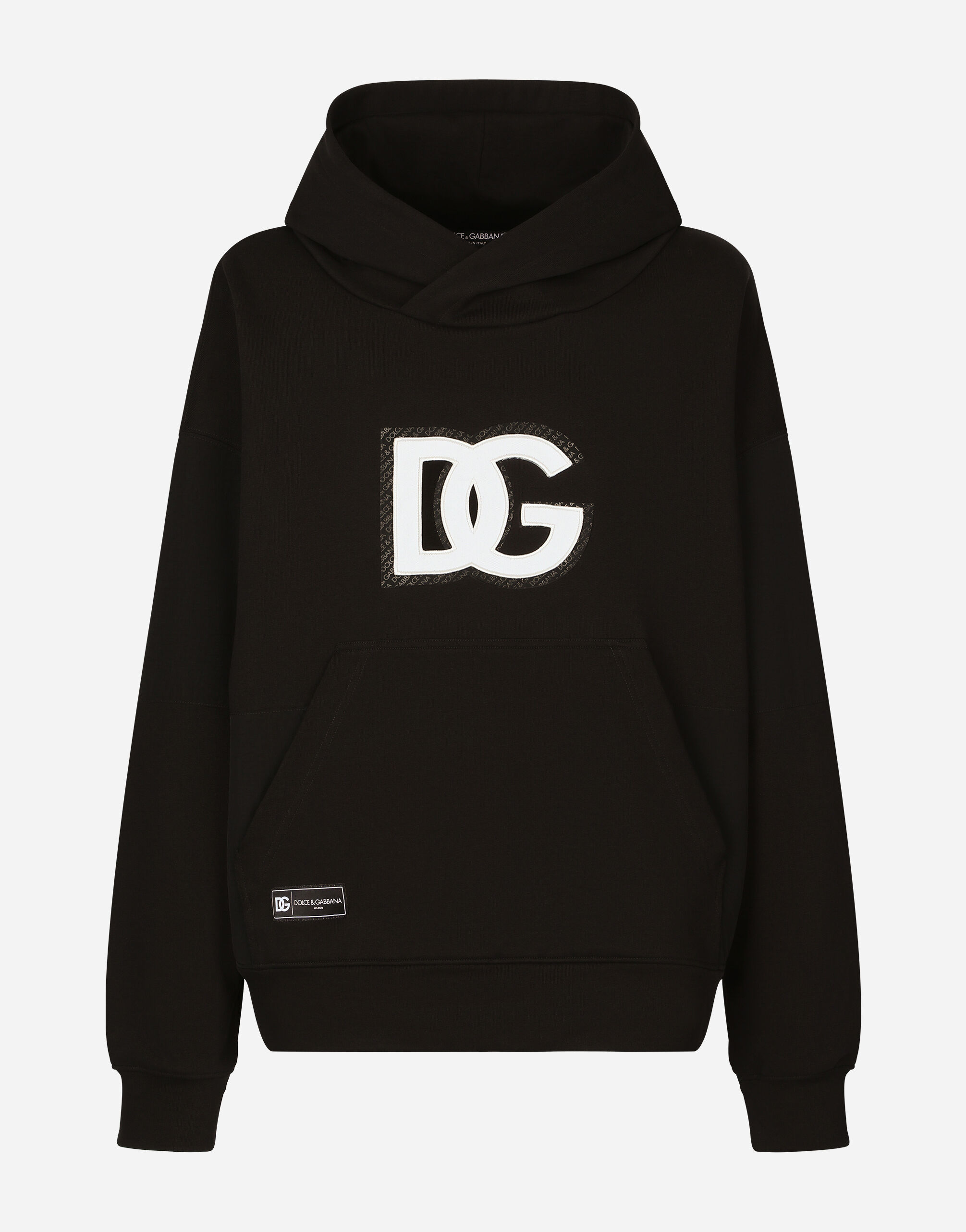 Dolce & Gabbana Hoodie with DG logo patch Grey G9AVQTFU1UQ