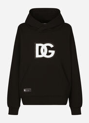 Dolce & Gabbana Hoodie with DG logo patch Black G9AKATHU7PP
