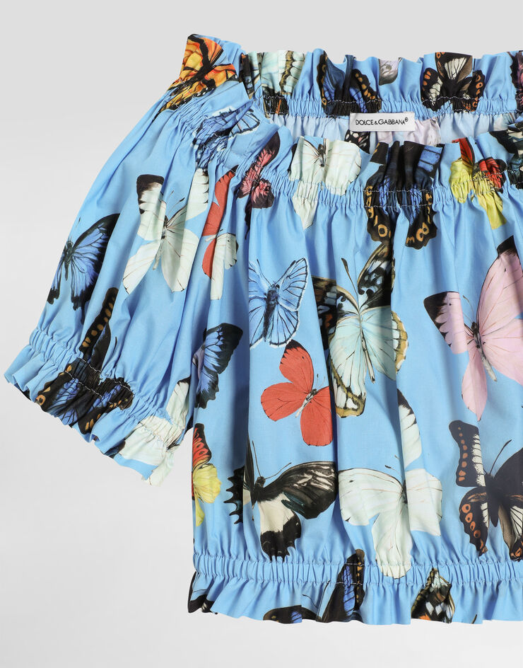 Dolce & Gabbana Cotton poplin top with butterfly print Print L56S24HS5SU