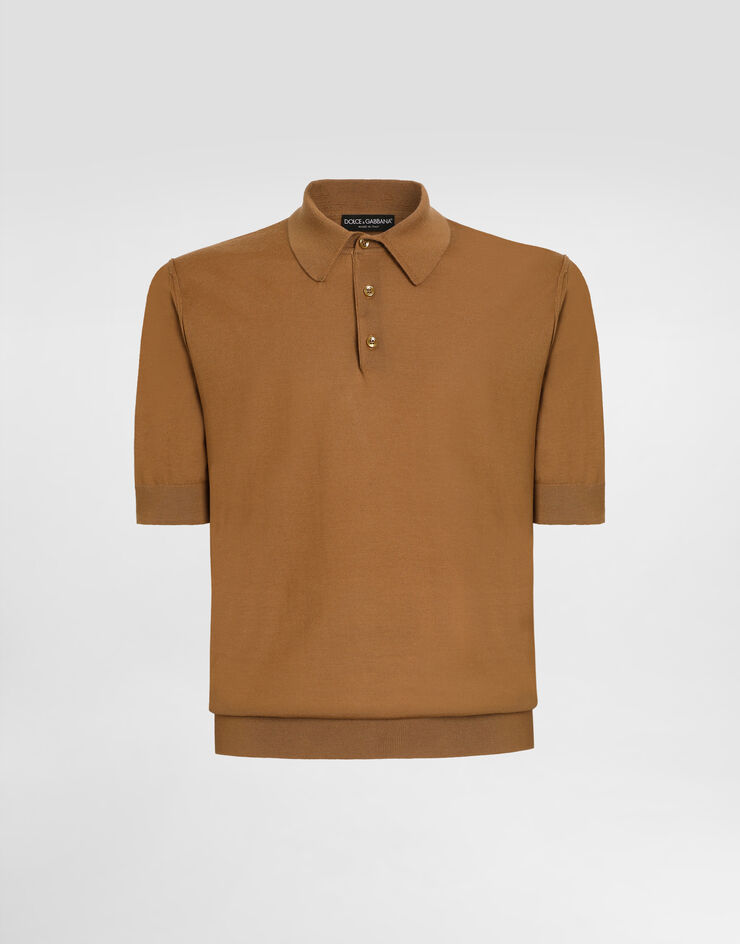 Dolce & Gabbana Fine-gauge cashmere polo shirt Dolce & Gabbana Fine-gauge cashmere polo shirt Brown GXZ02TJBW1W