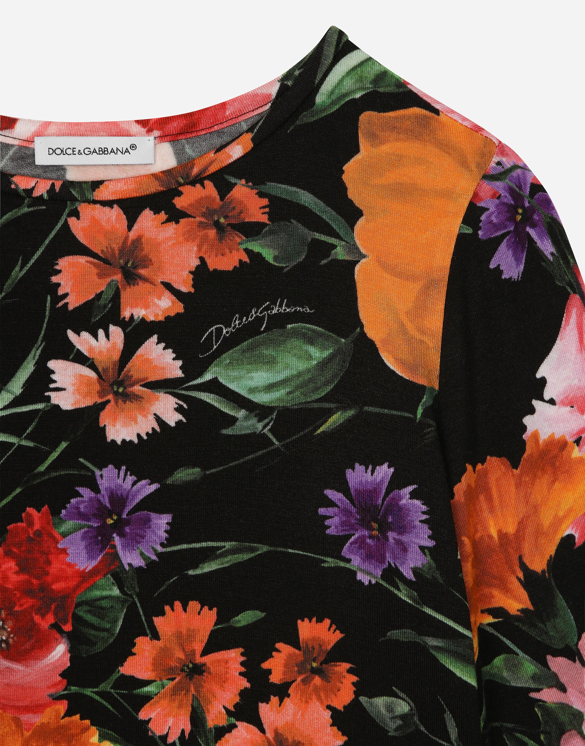 【DOLCE＆GABBANA】花柄プリント刺繍 ジャージー T シャツ 花柄 Dolce & Gabbana(ドルチェ&ガッバーナ) トップス(メンズ