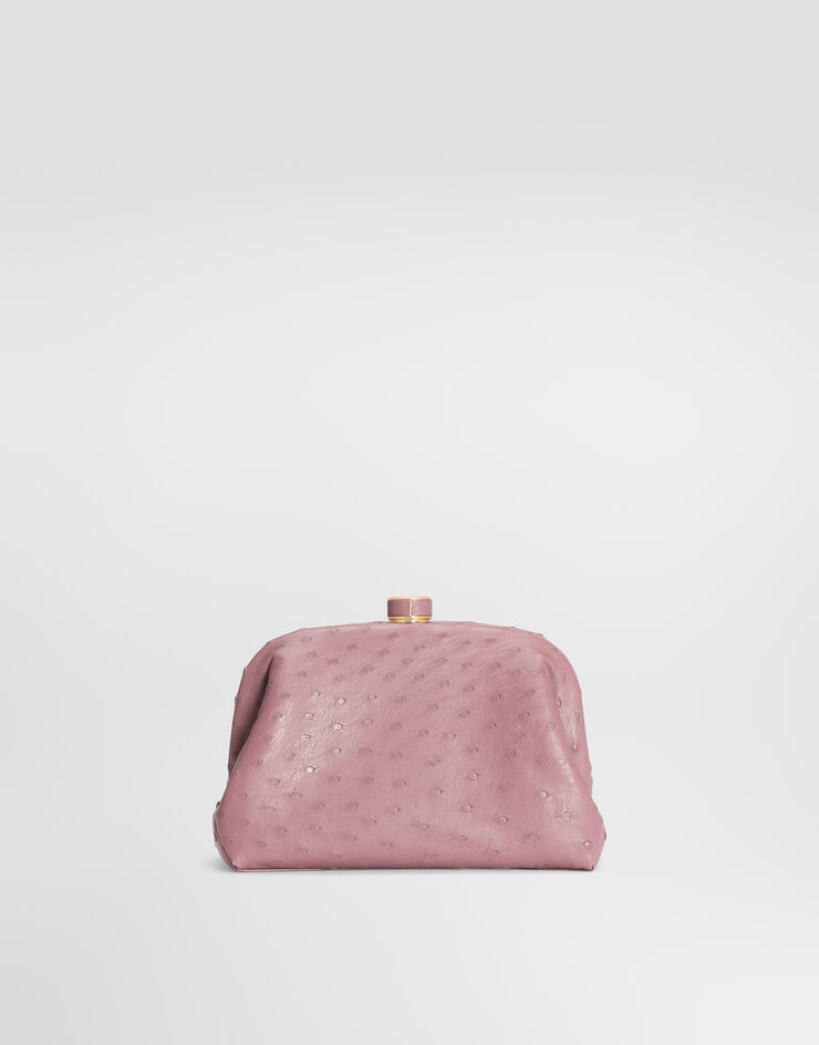 Dolce & Gabbana حقيبة يد Grandma Mini من جلد نعام وردي BB7993B8G31