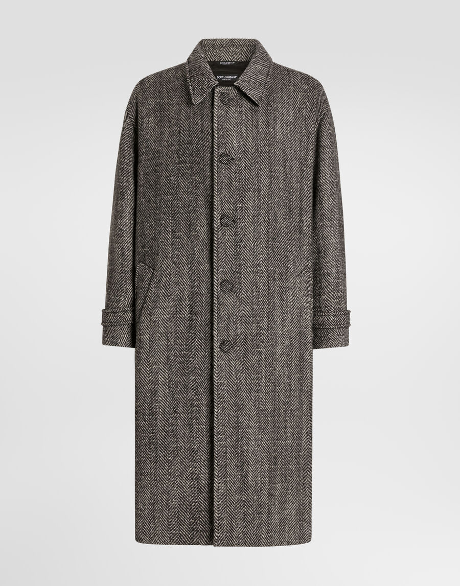 Single-breasted wool blend chevron coat