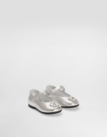 Dolce & Gabbana Nappa leather ballet flats with brooches Silver D20108AX261
