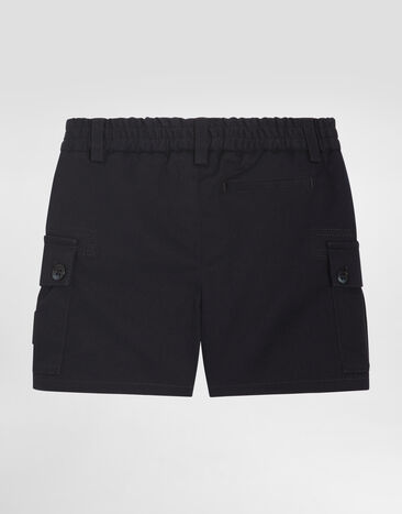 Dolce & Gabbana Gabardine shorts with branded tag Blue L13Q73FUFL3