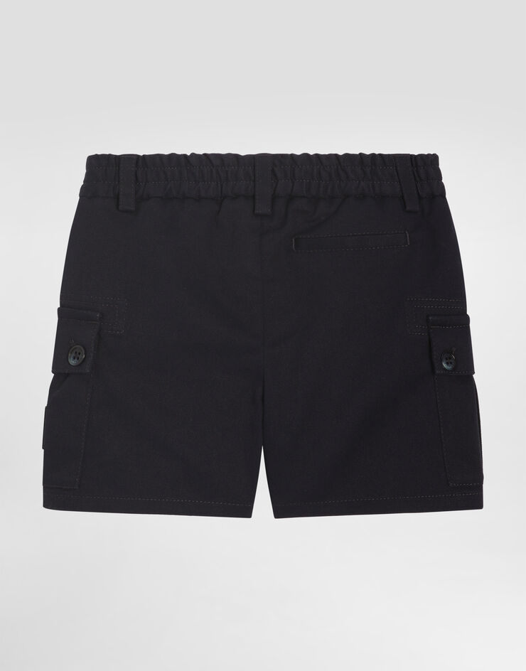 Dolce & Gabbana Gabardine shorts with branded tag Blue L13Q73FUFL3