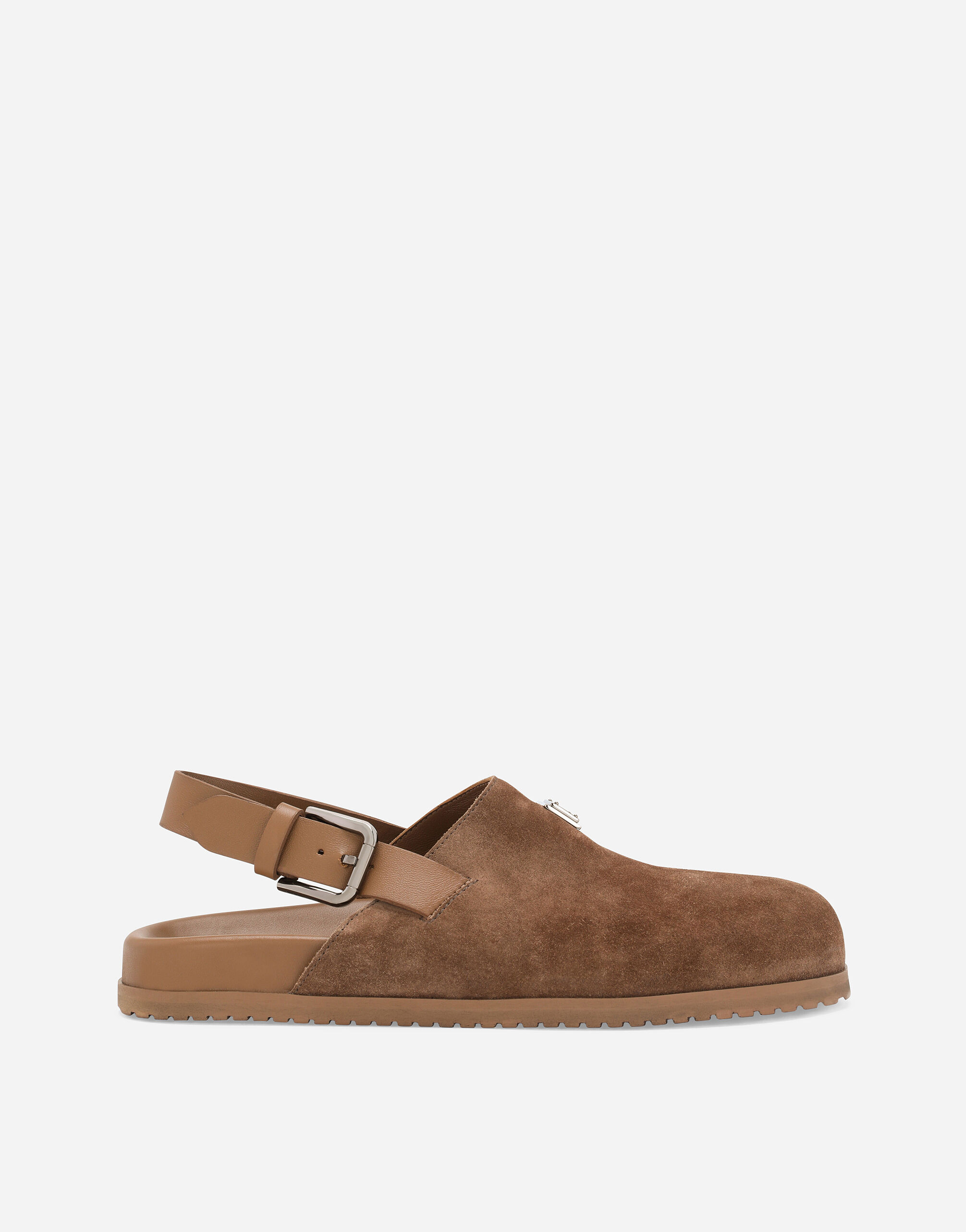 Dolce & Gabbana Suede mules with logo tag Brown A80402A4434