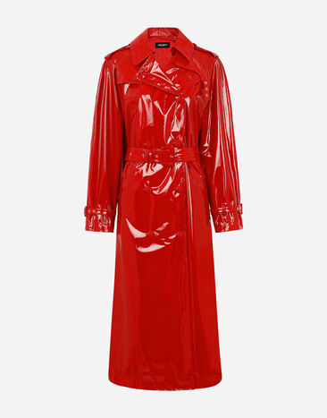Dolce & Gabbana Patent leather trench coat Azure FTAH6DG8EE8