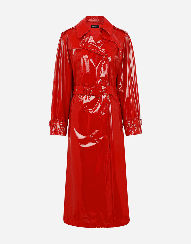 Dolce & Gabbana Trench en cuir verni Rouge F0Z66TFUSGD