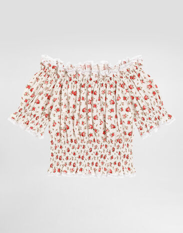 Dolce & Gabbana Roses-print poplin blouse Multicolor L56S62HS5UB