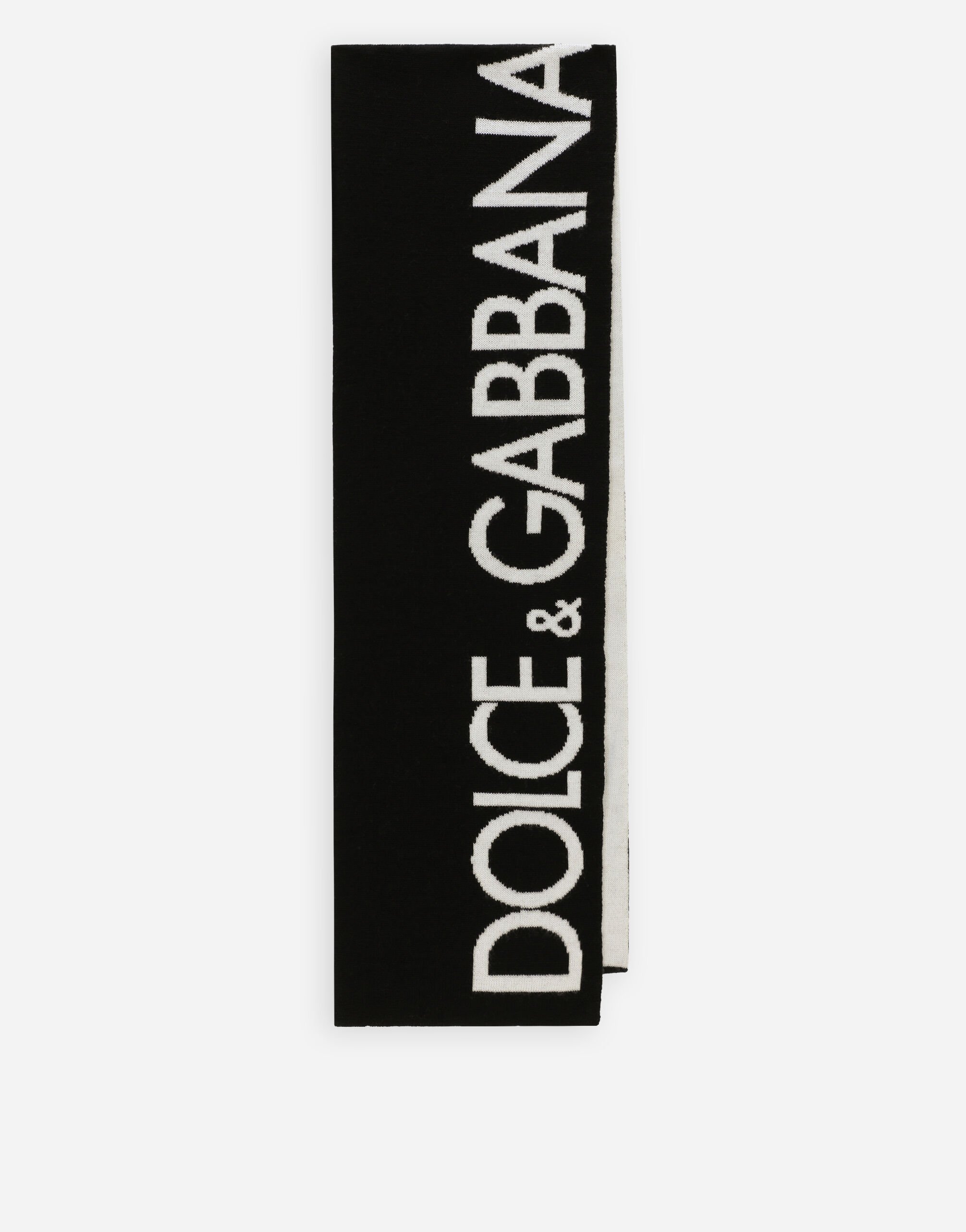 Dolce&Gabbana Knit scarf with jacquard logo Black LBKH96JCVK6