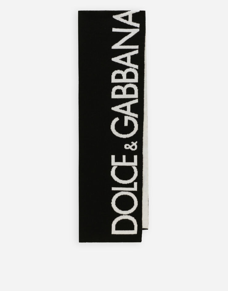 Dolce&Gabbana Knit scarf with jacquard logo Black LBKAD5JCVM6