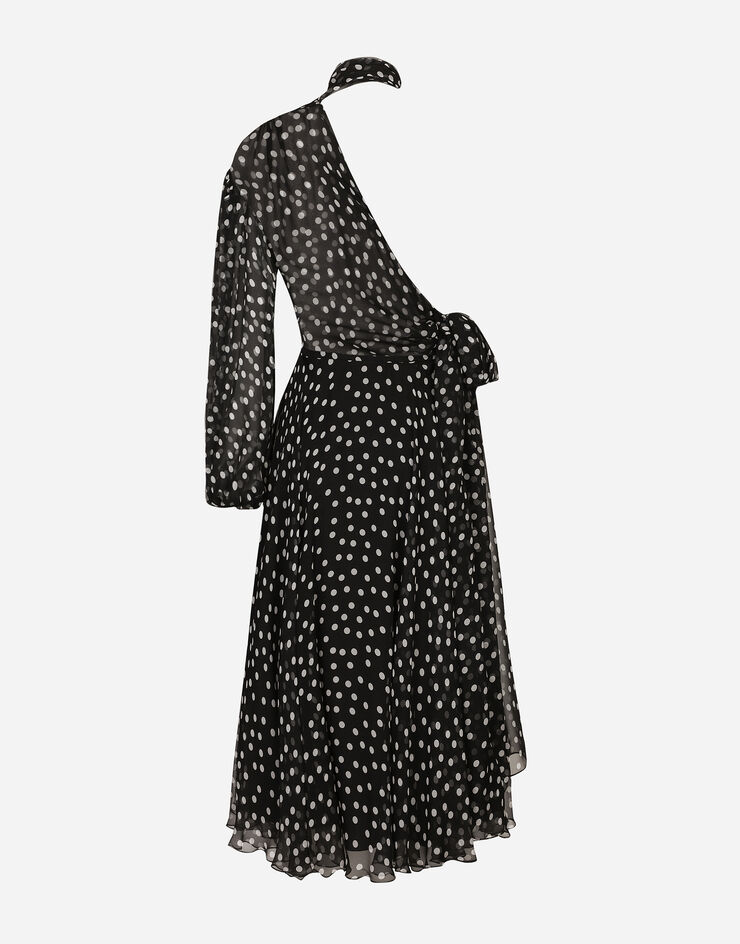 Dolce & Gabbana One-Shoulder-Kleid aus Chiffon Punkteprint Print F6JFLTIS1UI