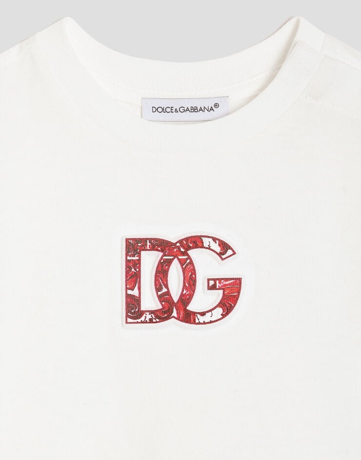 Dolce & Gabbana T-shirt en jersey avec logo en relief Dolce & Gabbana T-shirt en jersey avec logo en relief White L1JTEYG7P4Z