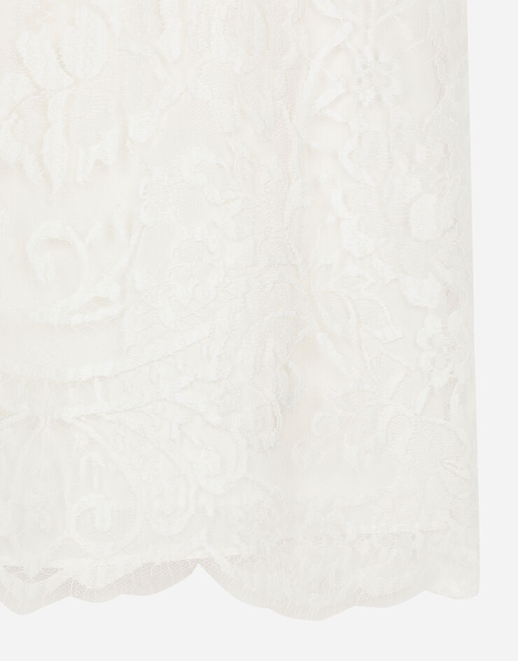 Dolce & Gabbana Short lace dress with satin neck White F6DEBTHLM4C