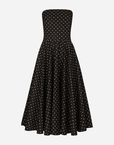 Dolce & Gabbana Cotton calf-length circle dress with polka-dot print Print F6ADLTHH5A0