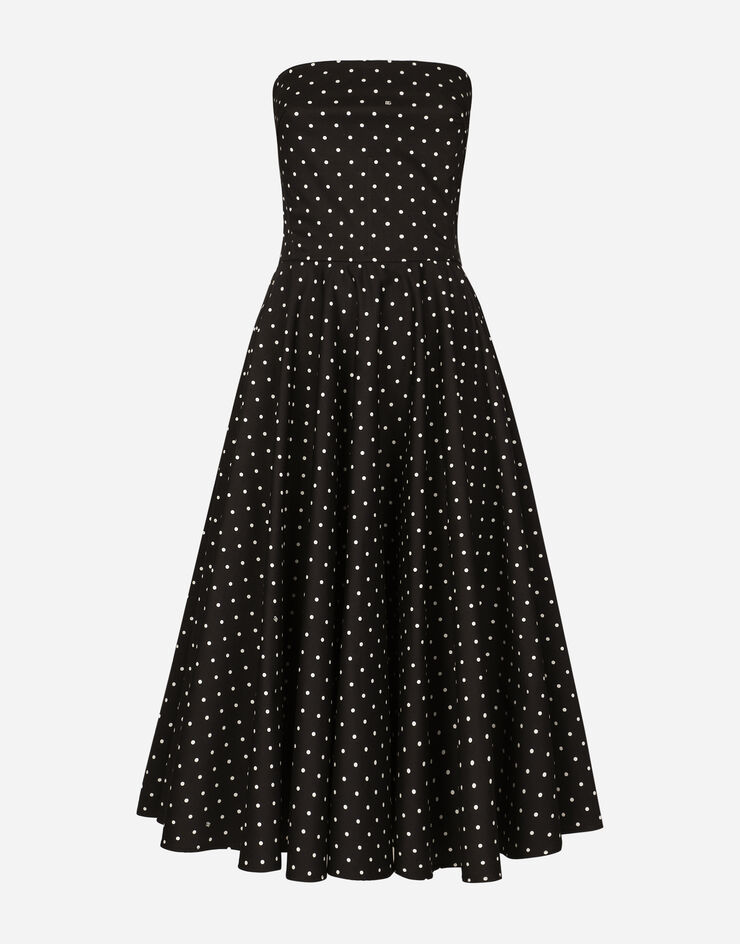 Dolce & Gabbana Cotton calf-length circle dress with polka-dot print Print F6JJBTFSFNP