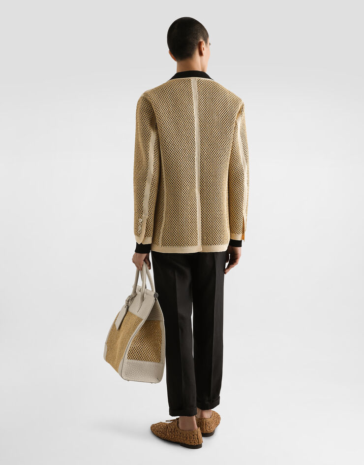 Dolce & Gabbana Long-sleeved shirt in a cotton openwork knit Black GXVB3TJBCFO