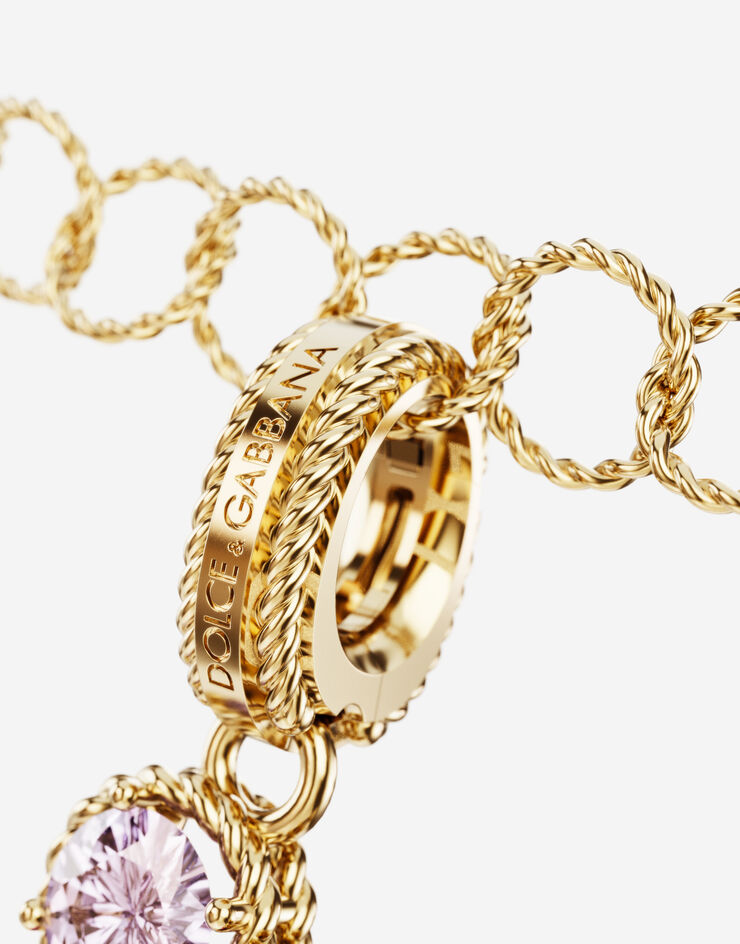 Dolce & Gabbana Подвеска в форме буквы F Rainbow alphabet из желтого золота 18 карат с разноцветными камнями ЗОЛОТОЙ WANR1GWMIXF