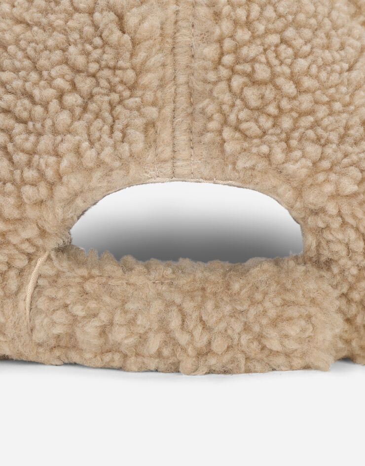 Dolce&Gabbana Faux fur baseball cap with logo tag Beige LB4H80G7JV2