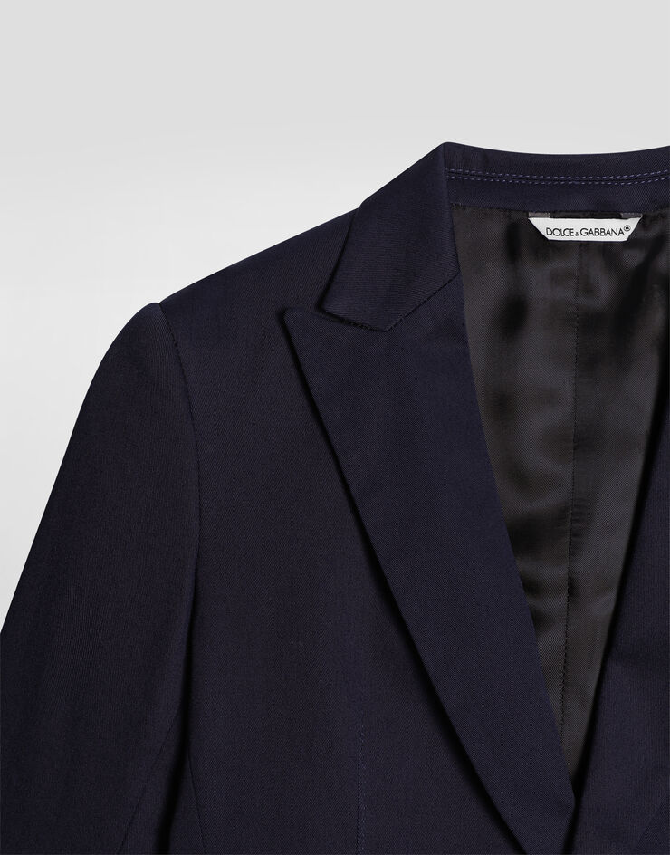 Dolce & Gabbana Single-breasted stretch cotton jacket with Dolce&Gabbana logo Blue L41J85FUFNX
