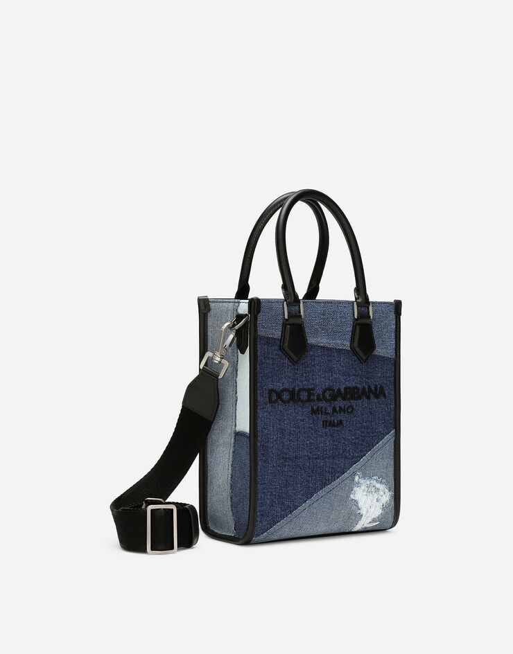 Dolce & Gabbana Маленькая сумка из денима в технике пэчворк синий BM2123AO998