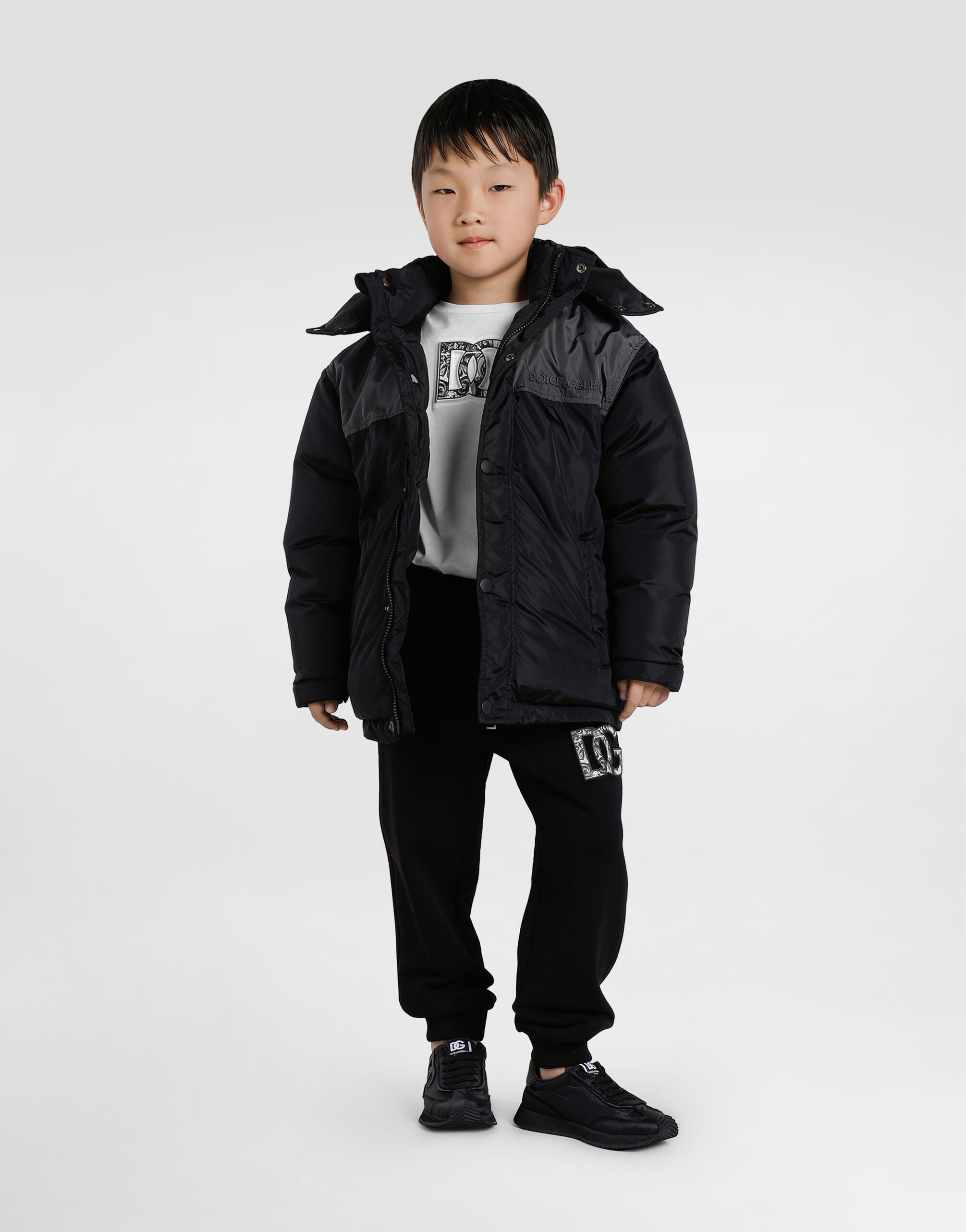 Sneakers in nylon and nappa calfskin in Black for Men